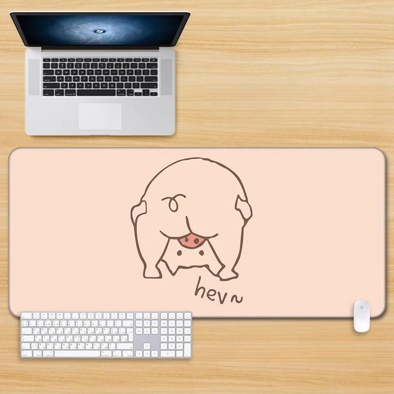 Girls Desk MatLazy Funny Kawaii Lulu Pig Pu Leather Mouse Pad Oversize Girl Creative Cute Game Keyboard Large Pink Desktop Mat