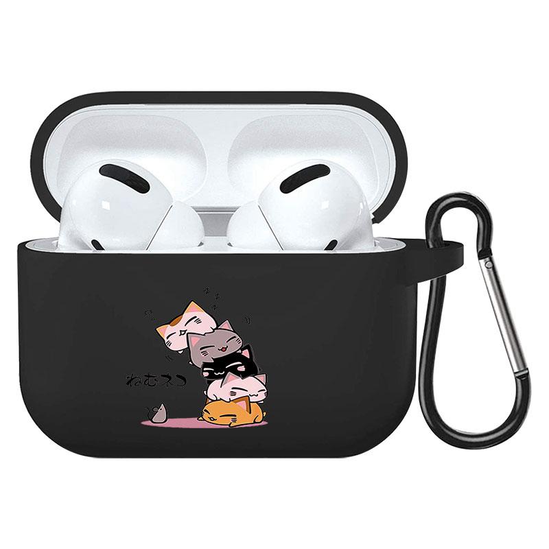קריקטורה חמוד חיות מחמד כלב חתול בעל חיים ינשוף צמח פרחי אפל עבור אפל AirPods 2 3 כיסויי אוזניות חסינות זעזועים שחורות AirPods Pro Funds Cover