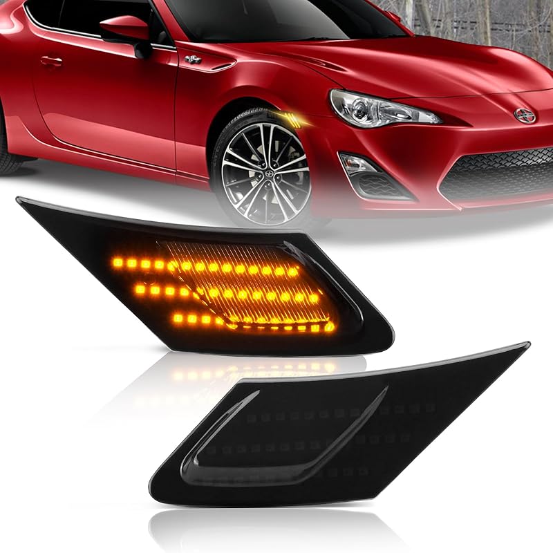 D-Lumina LED Side Marker Lights Smoked Lens White For Honda Civic 2016- 10Th Gen Civic Sedan Coupe Hatchback, Front Bumper Fender Side Marker Light,