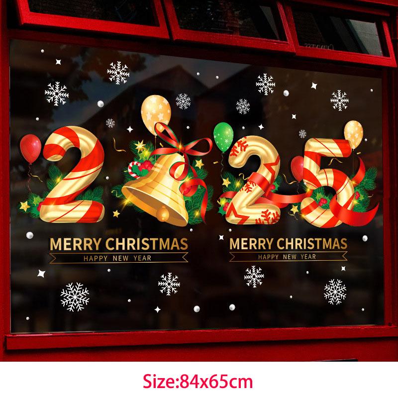 

2025 Christmas Window Clings Xmas Home Party Festival Snowflake Stickers Santa Reindeer Christmas Decals Merry Christmas Decor