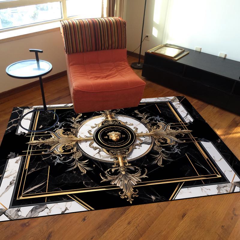 Nordic Marble Print Area Rug for Living Room In Front of Sofa Non-Slip Modern Floor Mat for Bedroom