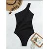 2024 New European and American Swimsuit Sexy Solid Color One-piece Swimsuit Women's Y2K Shoulder Bikini Swimsuit