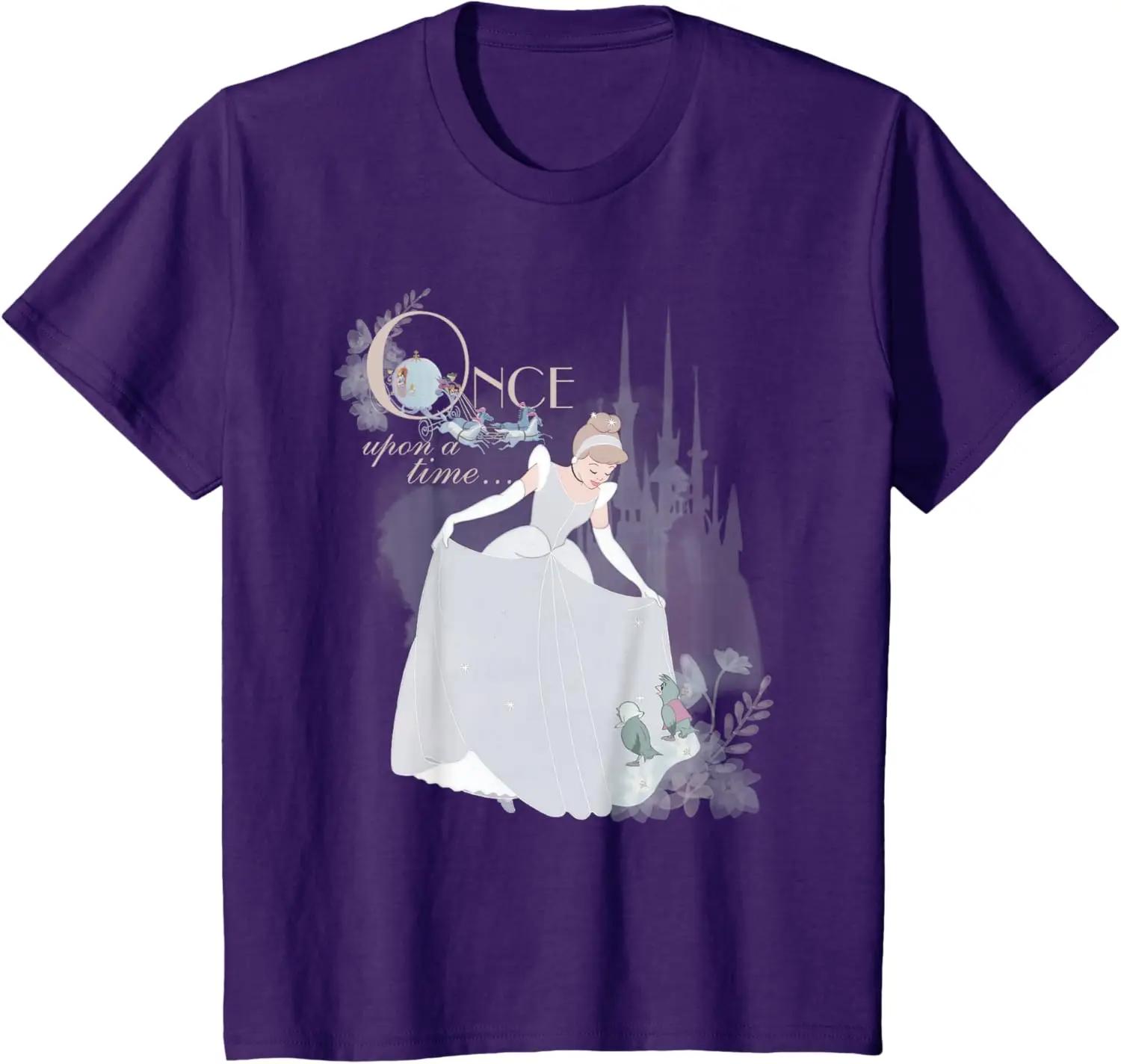 Hot Fashion Casual Disney Princess Cinderella Vintage Once Upon A Time T-Shirt S-4XL Four Seasons S