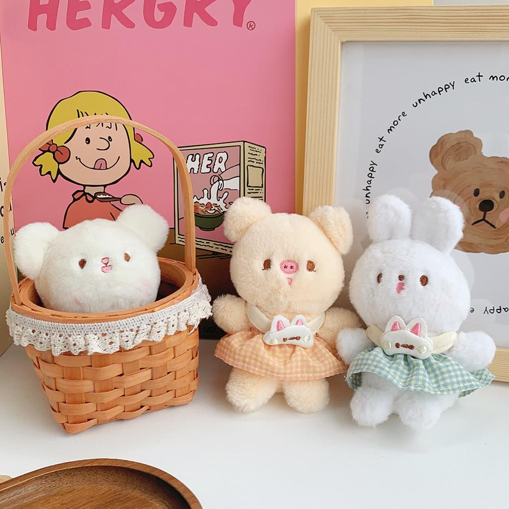 Adorable Cartoon Dress Teddy Bunny Plush Toys For Kids Backpack Keychains