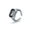 Fashion Y2K Gray Crystal Geometric Opened Rings for Women Girls Punk Sweet Cool Style  Charm Finger Rings Daily Party Jewelry