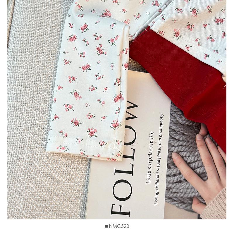 Women's Floral Button-Up Two-Piece-Style Long-Sleeve Slim Fit Top