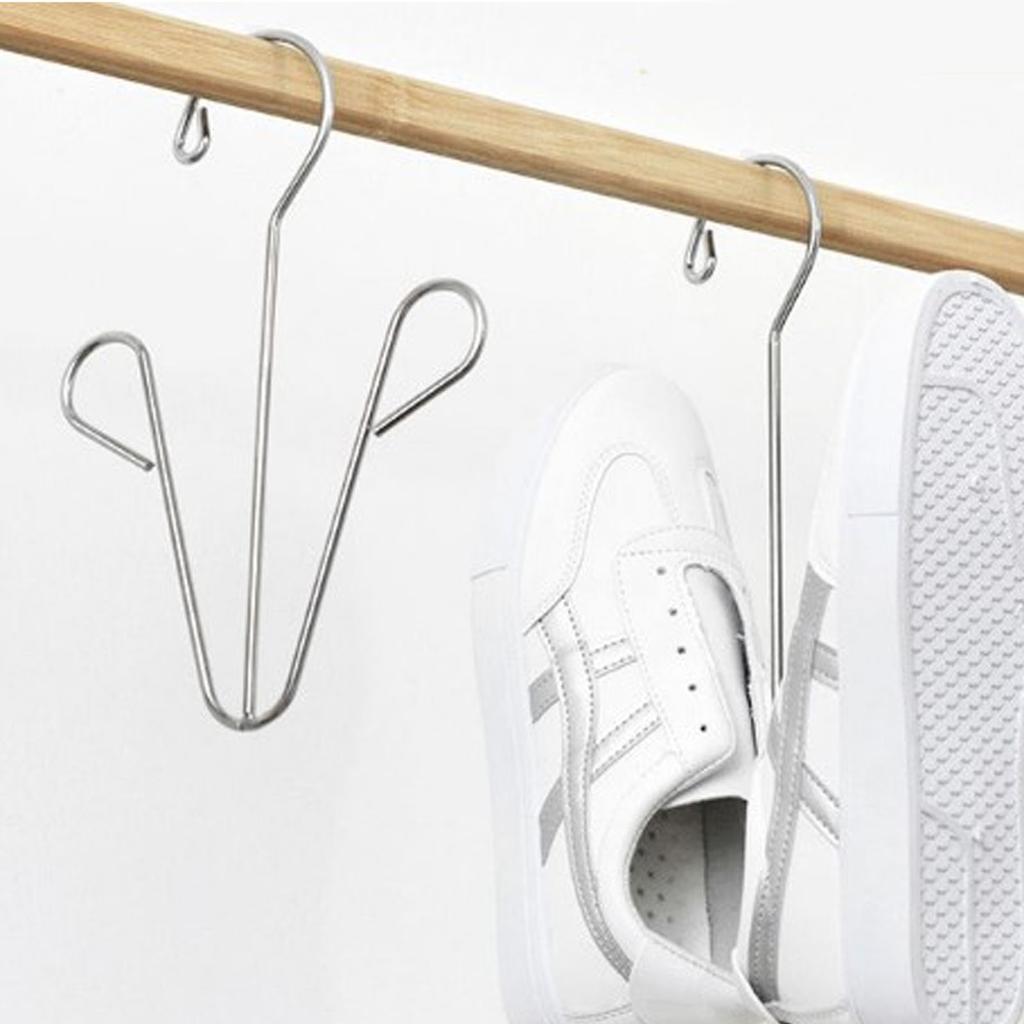 Shoes Hanging Drying Rack Double Hook Stainless Steel Storage Organizer Space Saving for Home