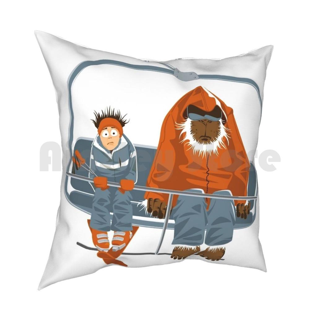 Pillow Case Printed Home Soft Throw Pillow Laurentberset Illustration Design Snow Winter Ski