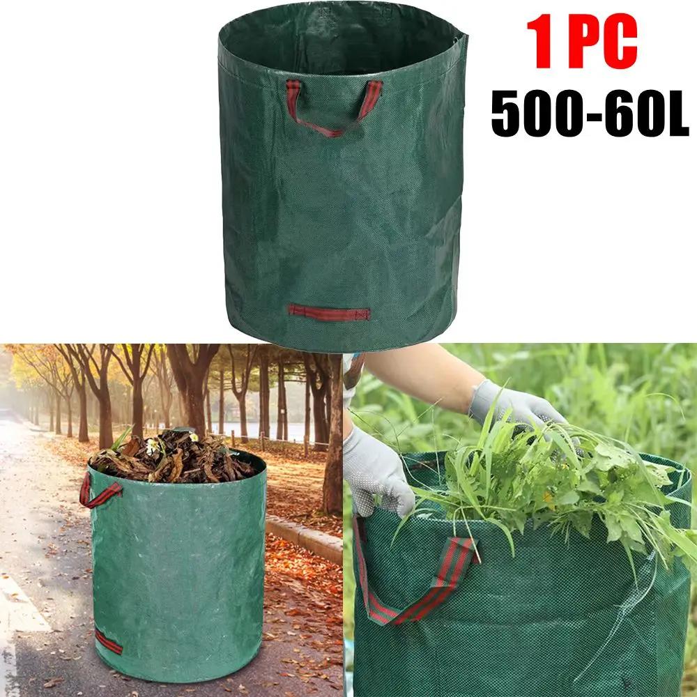 3-1PC Foldable Garden Waste Bag Reusable Trash Storage Container Large Capacity Garden Garbage Container Waterproof PP Woven Bag
