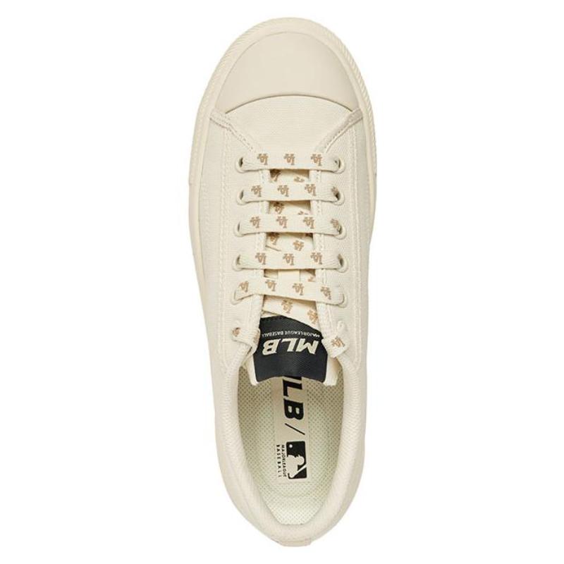 MLB Playball Anti-Slip Wear-Resistant Low-Top Canvas Shoes Unisex White Sneakers 3ACVPPR3N-07IVS