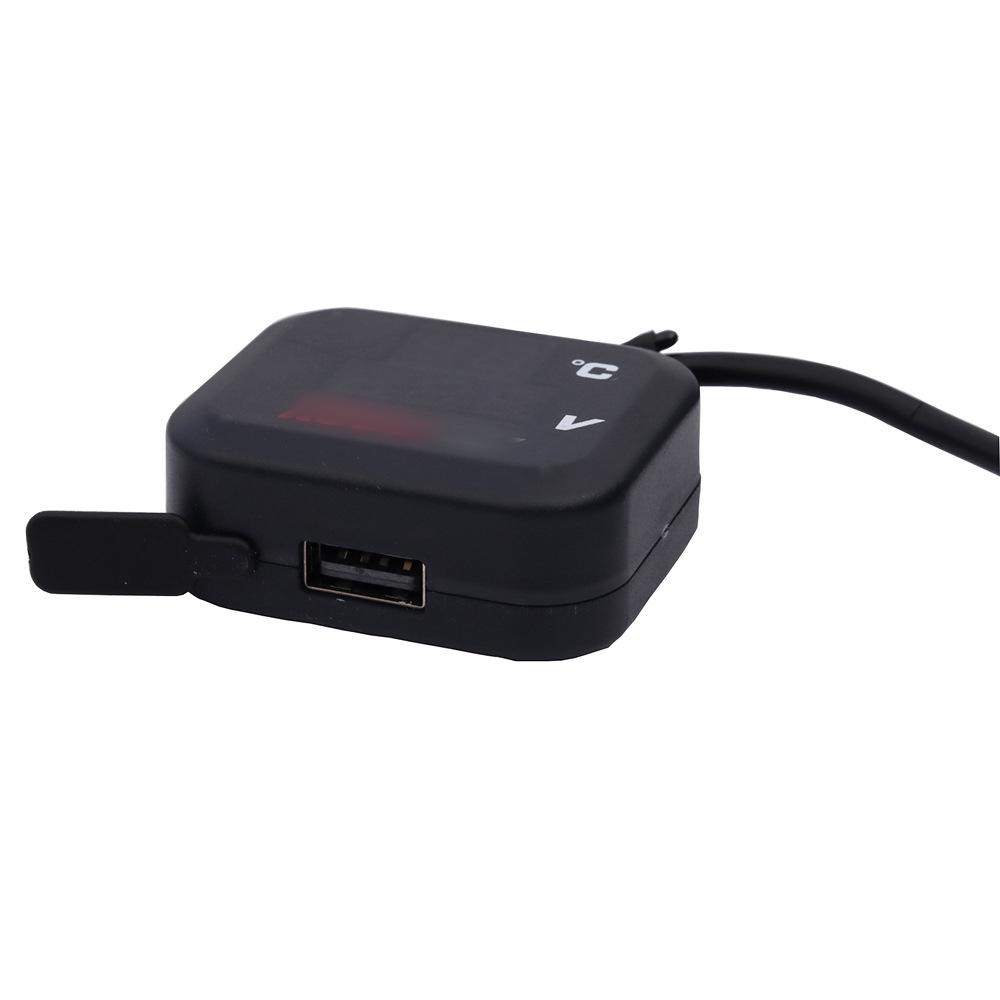 Motorcycle Digital Thermometer Voltmeter Temperature Voltage Display Gear Indicator With USB Charge Water Temp Meter Gauge
