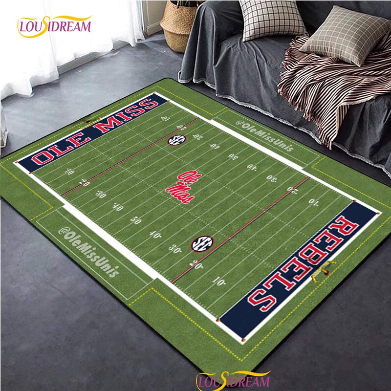 Personalisierter American Football Court Teppich, Teppich für Wohnzimmer Schlafzimmer Dekoration, Kinder Küche Badezimmer Rutschfeste Bodenmatte Alfombra