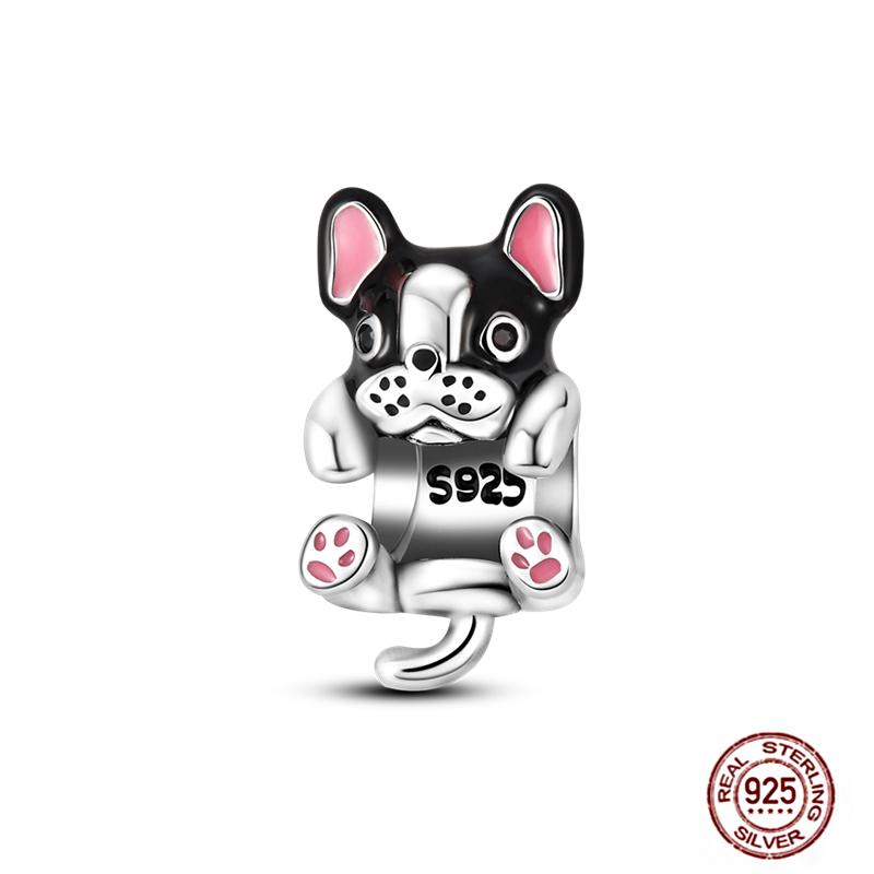 Fit Original Pendant Animal Charmscopper Pink Heart Pet Cat Dog Blue Owl Squirrel Beads Bracelet Women Diy Birthday Jewelry