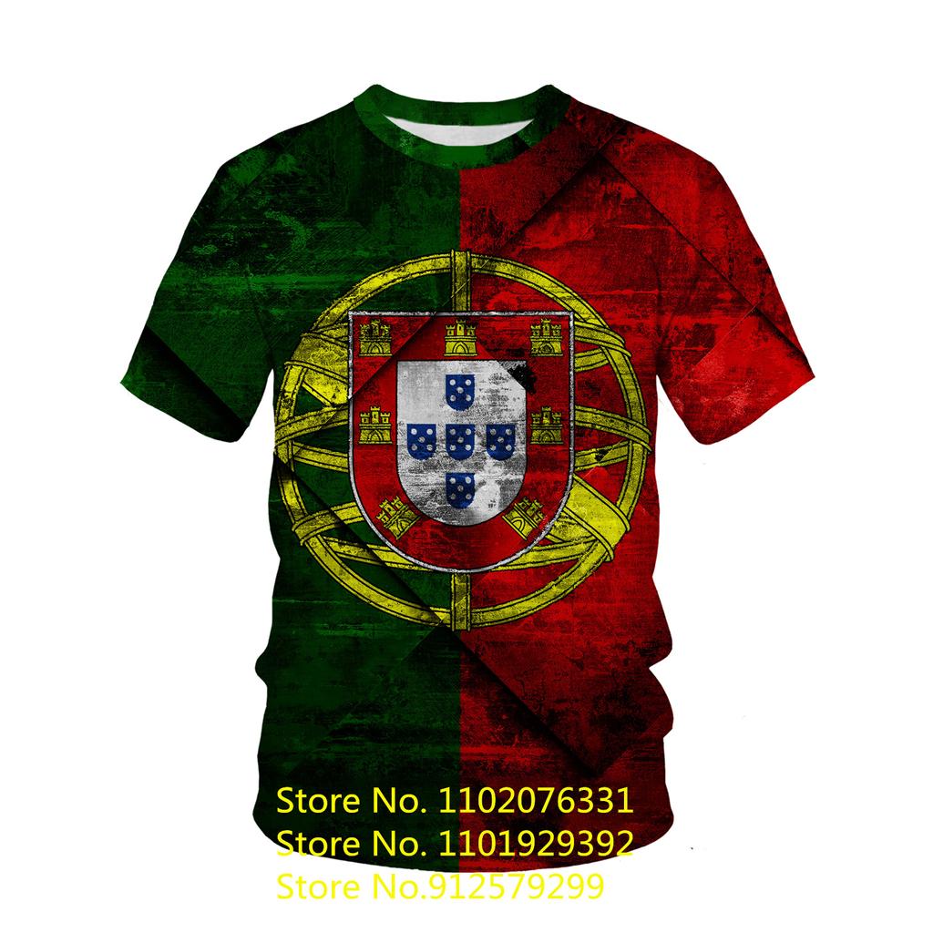 Newest Fashion Portugal Flag 3d T Shirt Men/Women Casual Round Neck Short Sleeve Sports T-shirt