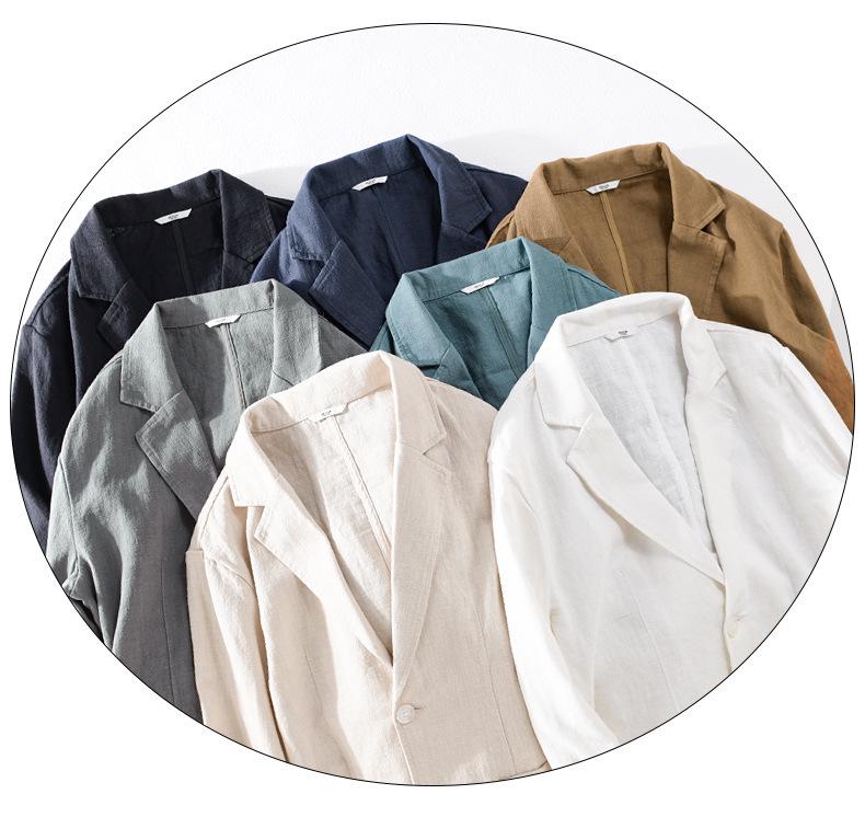 Men's Striped Short-Sleeve Casual Linen Suit for Spring & Autumn - Youthful, Handsome, and Popular (Model Y803)