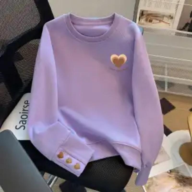 Pure Cotton Women's Sweatshirt Spring Autumn New Style Slim-fitting Top Trendy Versatile