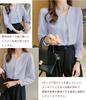 [SYitong] Women's Long-Sleeved Chiffon V-Neck Shirt Blouse - Elegant, Relaxed Fit, Solid Color, Figure-Flattering, Stylish, Versatile, Suitable for Ev
