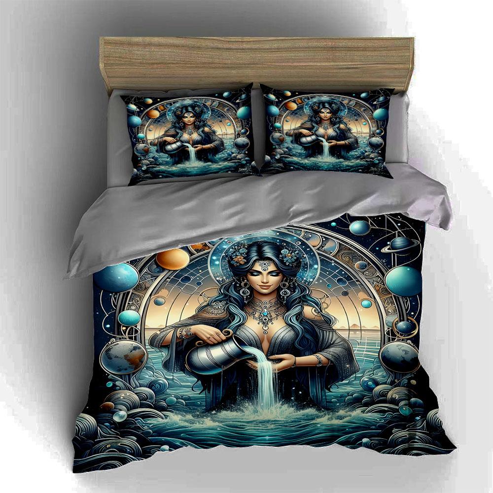 Celestial woman illustration. Bedding Duvet cover sets Duvet covers Pillowcases gifts (1 * Duvet Cover 2 * Pillowcases, without duvet insert)