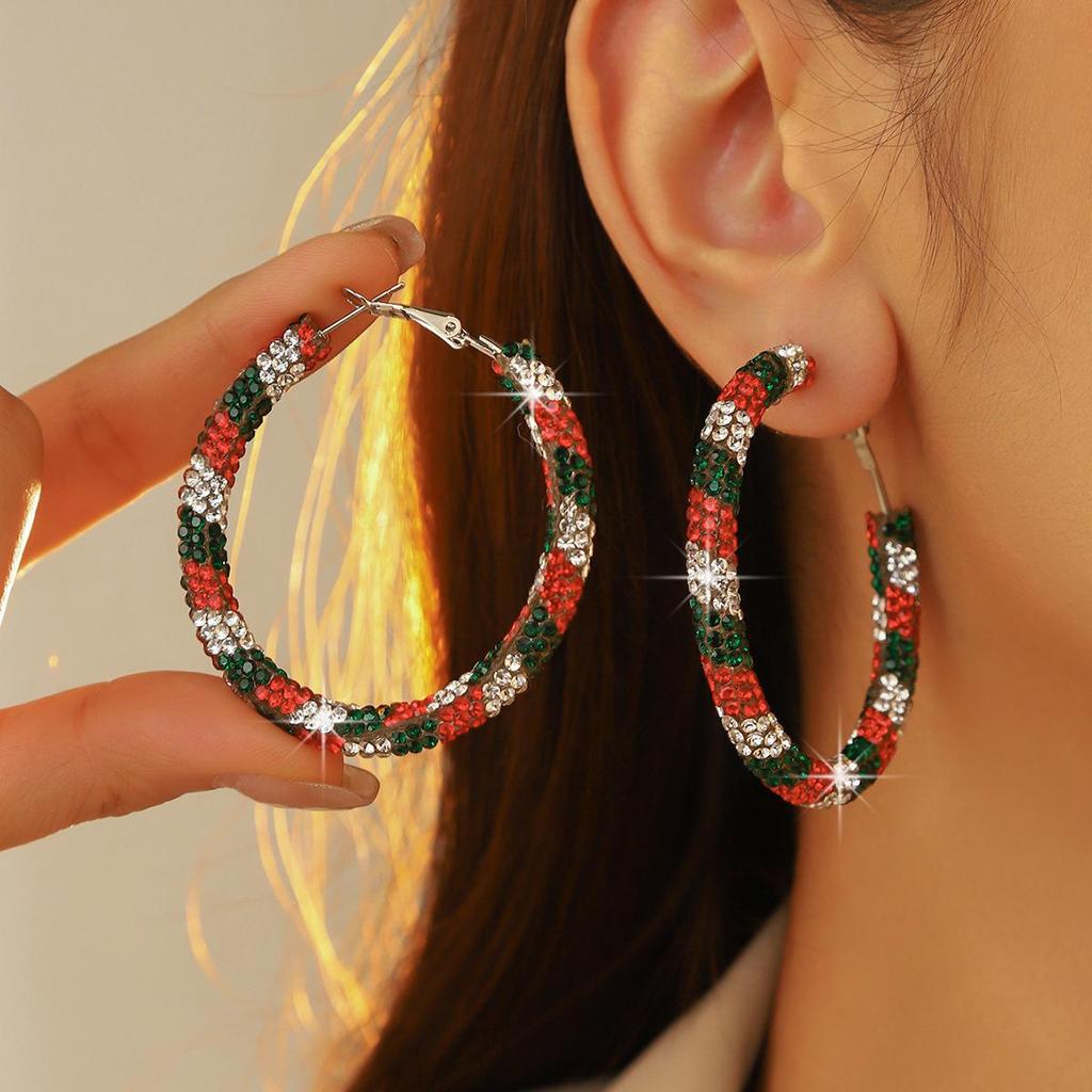 Luxury Rhinestone Hoop Earrings: Simple, Fashionable, and Exaggerated Design for Women