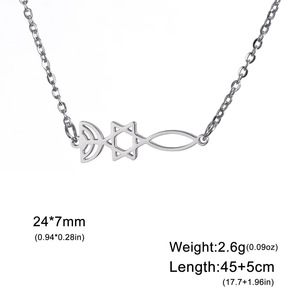 LIKGREAT Messianic Star of David Necklace for Women Men Stainless Steel Je Menorah Hexagram Pendant Israel Je Jewelry