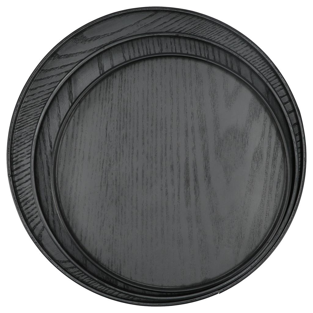 3-teiliges Set 30cm 27cm 24cm Durchmesser Runde Schwarze Holztablett Geschirr Dessert Obsttablett für Zuhause Hotel