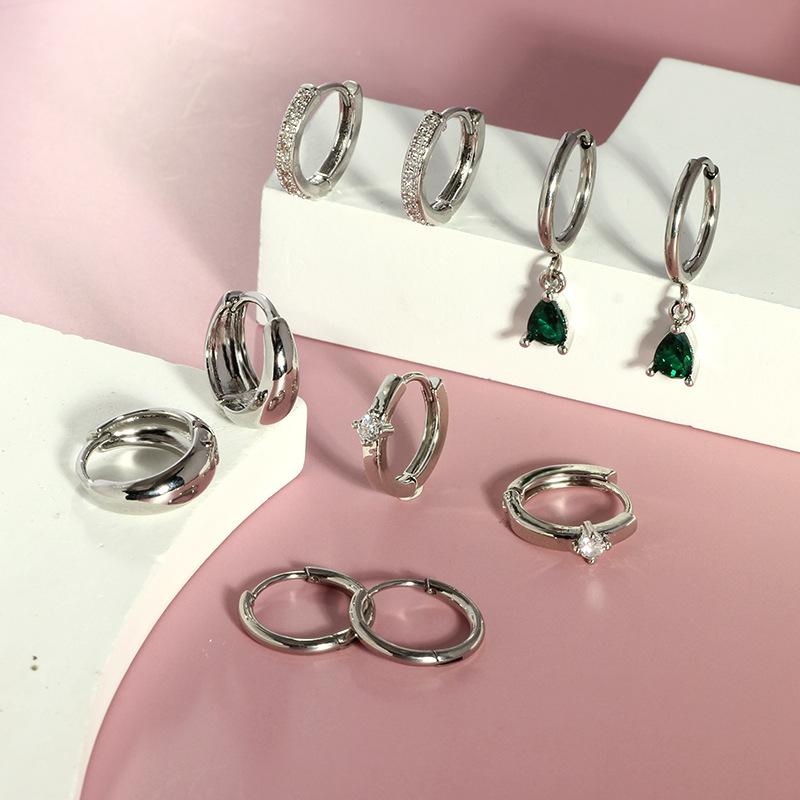 Stainless Steel Ear Barbels Ear Ring Star and Moon Ear Hoops Versatile Ear Pinning Accessories