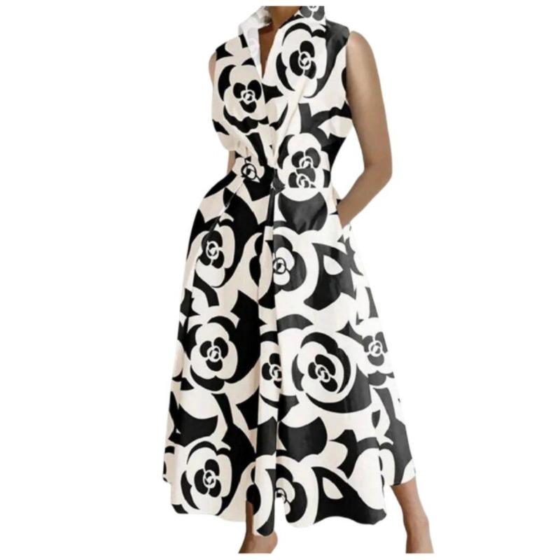 Plus Size Commuter Fashion POLO Neck Lining Long Short Sleeve Loose Pendulum Dress