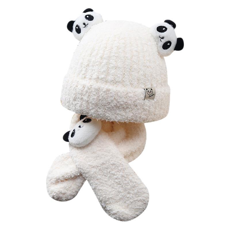 Red panda baby hat scarf integrated two-piece set autumn and winter baby boy and girl winter warm plush hat