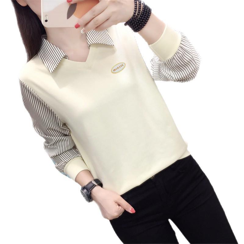 2025 Women's Long Sleeve Striped Knit Polo Collar Top