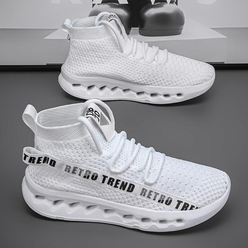 Shoes New mesh fly-woven sneakers large size youth running shoes flame sole lightweight casual coconut shoes
