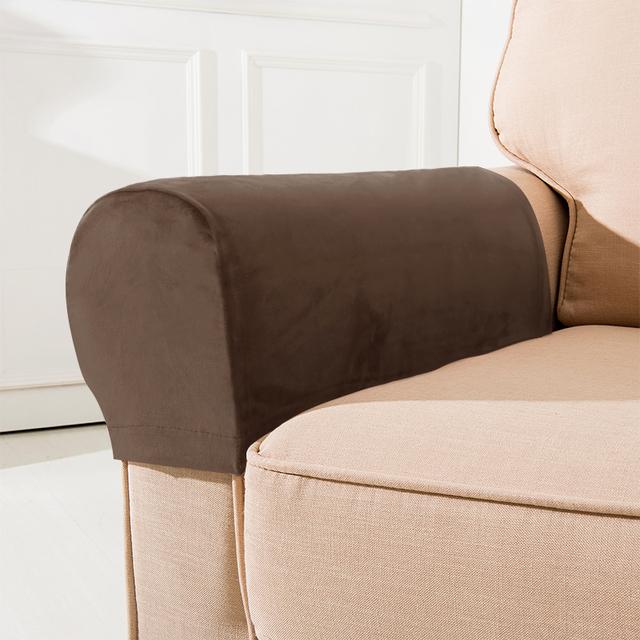 

Elastic Velvet Grey Sofa Armrest Cover Designed For Living Room Dustproof Chair Stool Armrest Protective Cover Towel Furniture Decoration 2pcs 1 pair кофейный