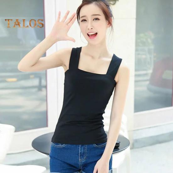 Damen Tanktops mit Hosenträgern, quadratischem Kragen, ärmellos, einfarbig, schmale Passform, Camisole für den Sommer