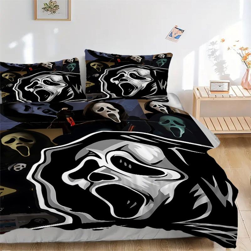 

3pcs Scream Mask Duvet Cover Set - Machine Washable, Includes 1 Duvet Cover and 2 Pillowcases, No Core Included yy251022173 135x200cm