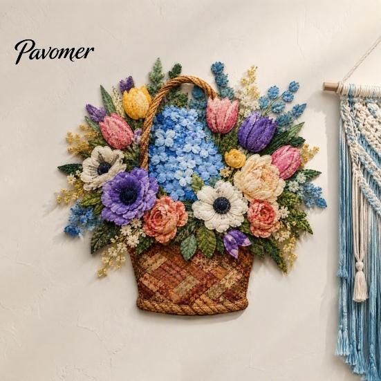 Schichtstoff Bastelblumenkorb Patchwork DIY-Set, Blumen Anfängerfreundliche Nähsets 3D Florales Projekt für Erwachsene, Handgemachte Geschenkidee