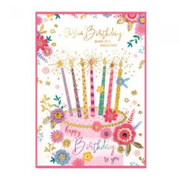 Simon Elvin Birthday Cake Happy Birthday Greetings Card (Pack of 6)