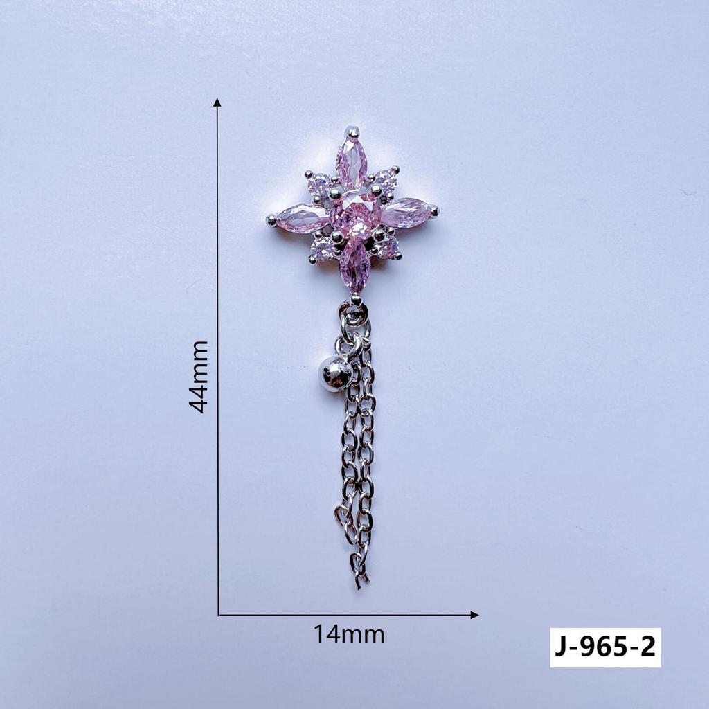Flat-Bottom Tassel Chain Nail Art with Copper-Inlaid Zircon