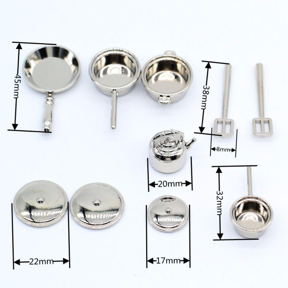 Miniature Dollhouse Kitchen Toys Cookware Pans Mini Kitchen Pot Dollhouse Kitchenware DIY Scene