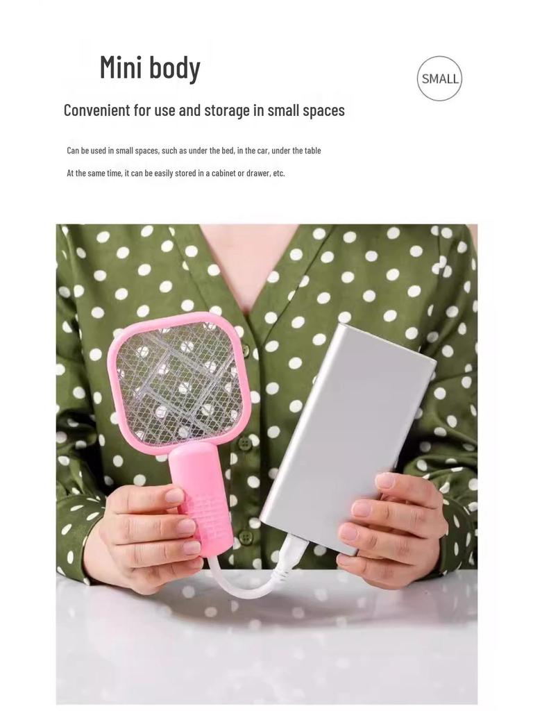 Bärbar Uppladdningsbar Elektrisk Flugsmälla: Strålningsfri, hållbar och långvarig med automatisk avvisande funktion för hem och bil