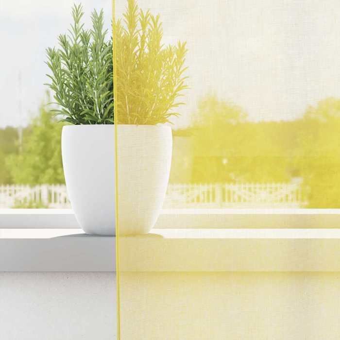 VidaXL Rideaux en voile avec œillets 2 pcs jaune, rideau en filet, rideau transparent, voile de fenêtre, traitement de 4102134