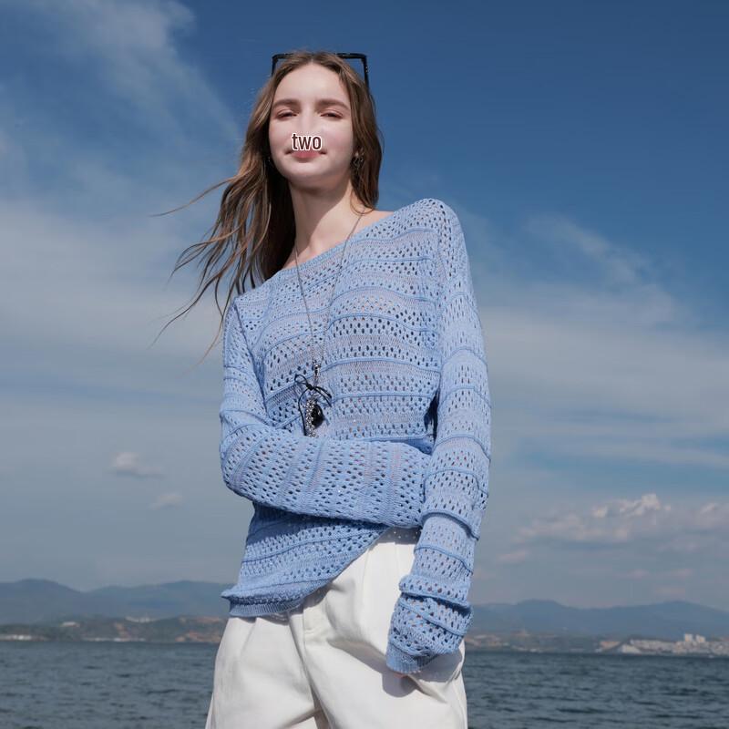 Sancai 2025 Autumn Loose Fit Hollow-Out Knit Sweater
