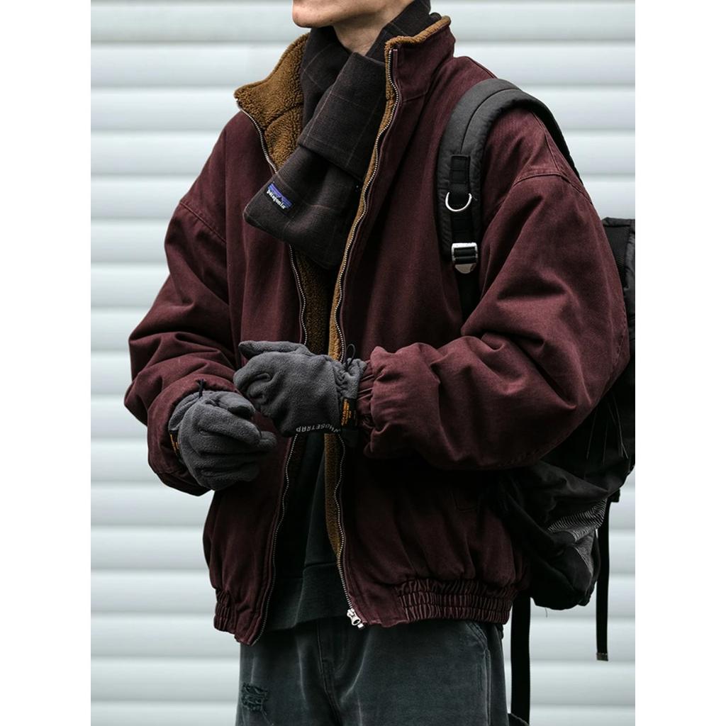 Japanische Vintage Polarfleecejacke Herren Winter Hochwertige Dicke Jacke Koreanische Streetwear Locker Paar Trendiger Warmer Mantel Männlich