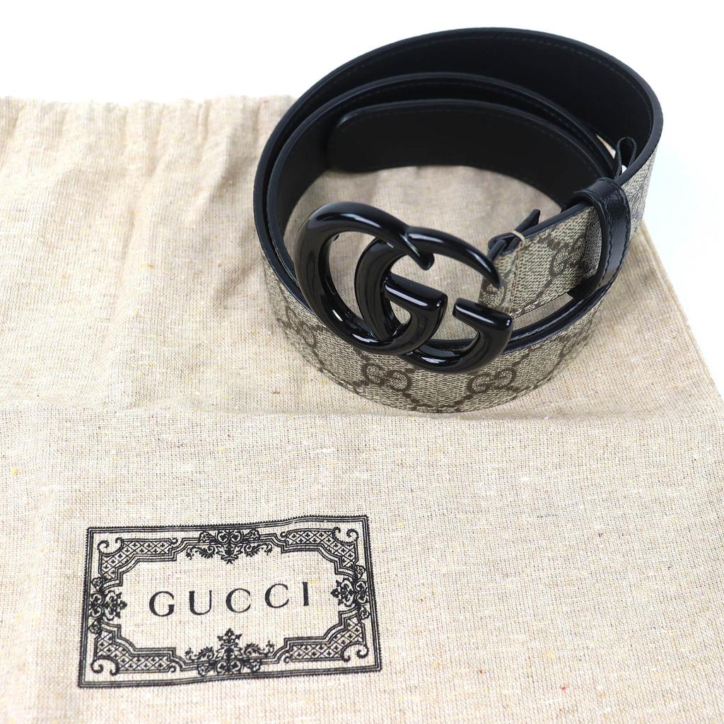 Excellent GUCCI Belt GG Marmont GG Supreme Beige GG Supreme Women 525040 Used