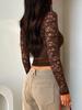 2026 Sexy Slim Fit Lace Hollow-Out Long Sleeve Top for Women