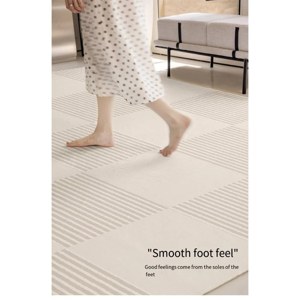 Wohnzimmer Teppich Creme Stil Hochwertiger Kaschmir-Imitat Teppich Herbst/Winter Couchtisch Teppich Schlafzimmer Teppich