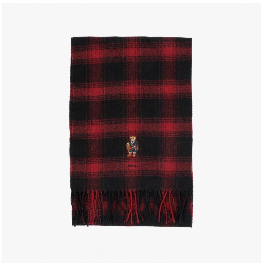 Polo Ralph Lauren Holiday Bear Plaid Check Fringe Muffler Pc1456 001