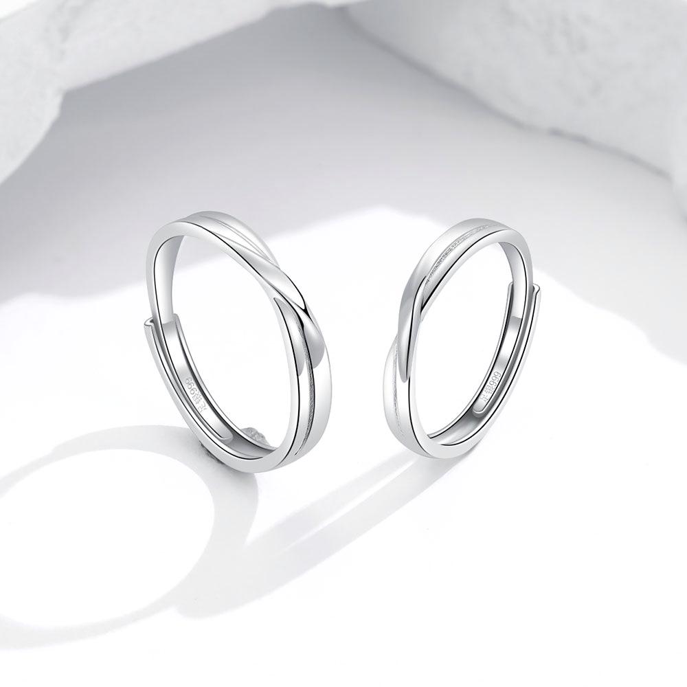 Endless Love Sterling Silver Couple's Ring Set - Open Design Valentine's Gift