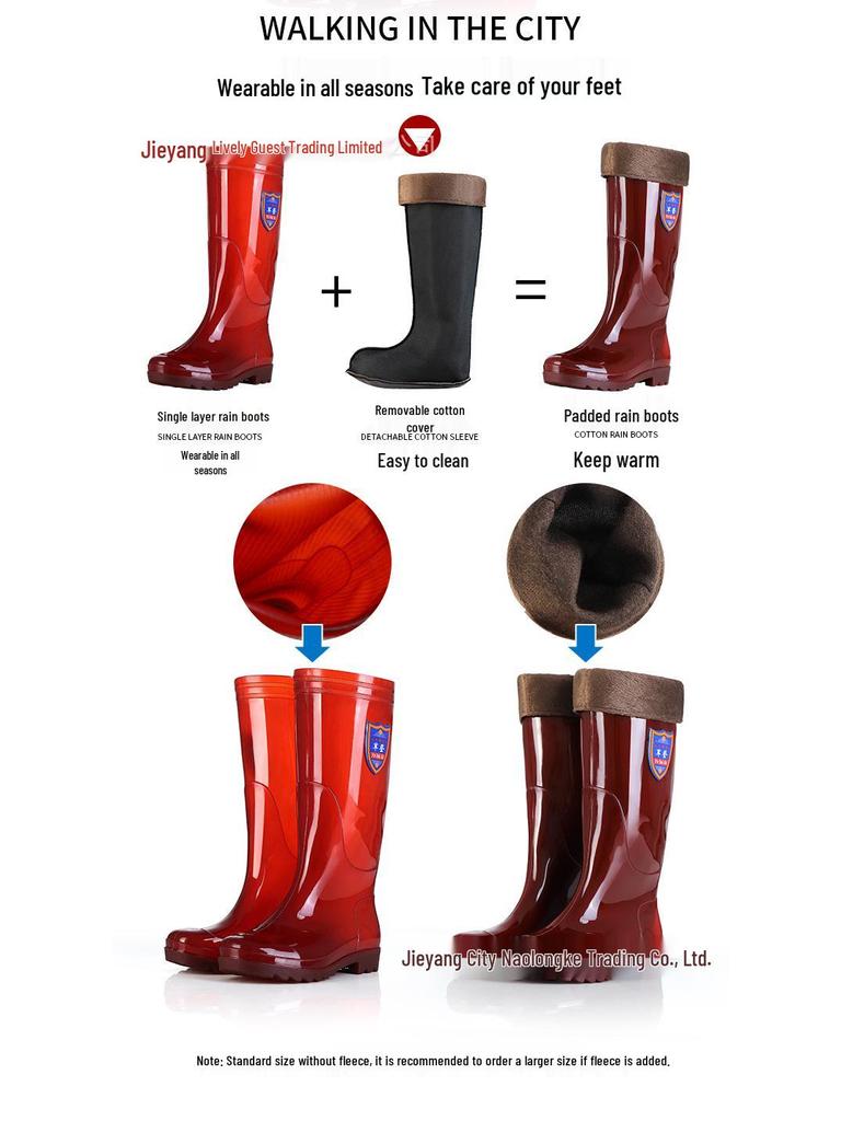 Men's Tan Quick-Dry High-Top Rain Boots - Waterproof, Non-Slip, No-Mesh Rubber Shoes