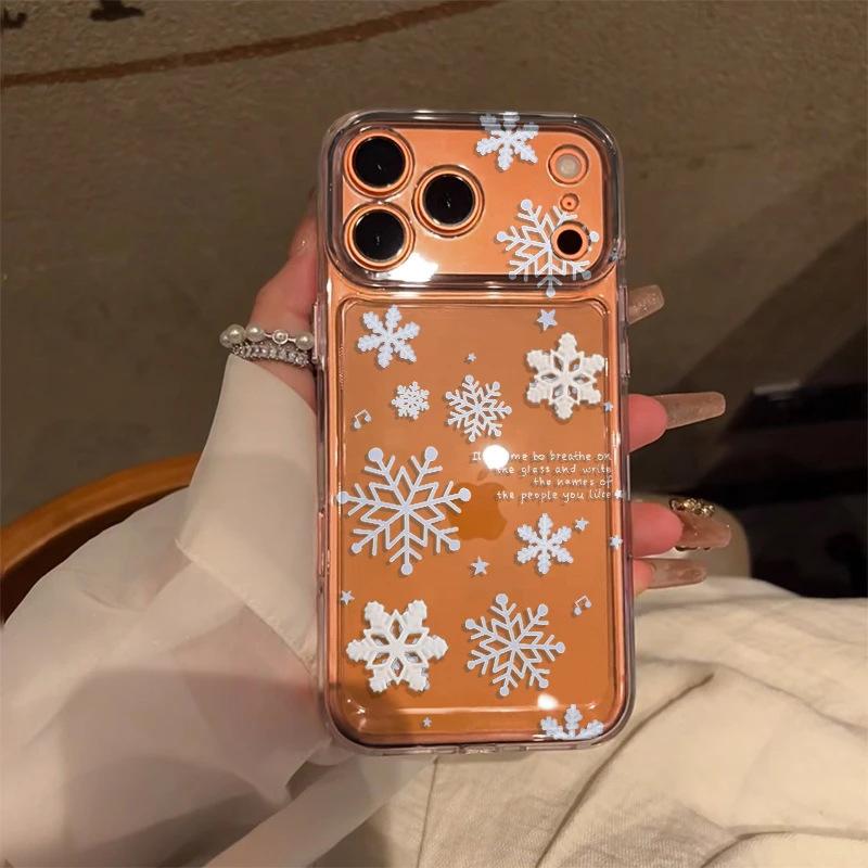 ins Winter Snowflake Applicable Apple 16/17Promax Mobile Phone Case IP15 Transparent 14 Niche 13 Space Case 12
