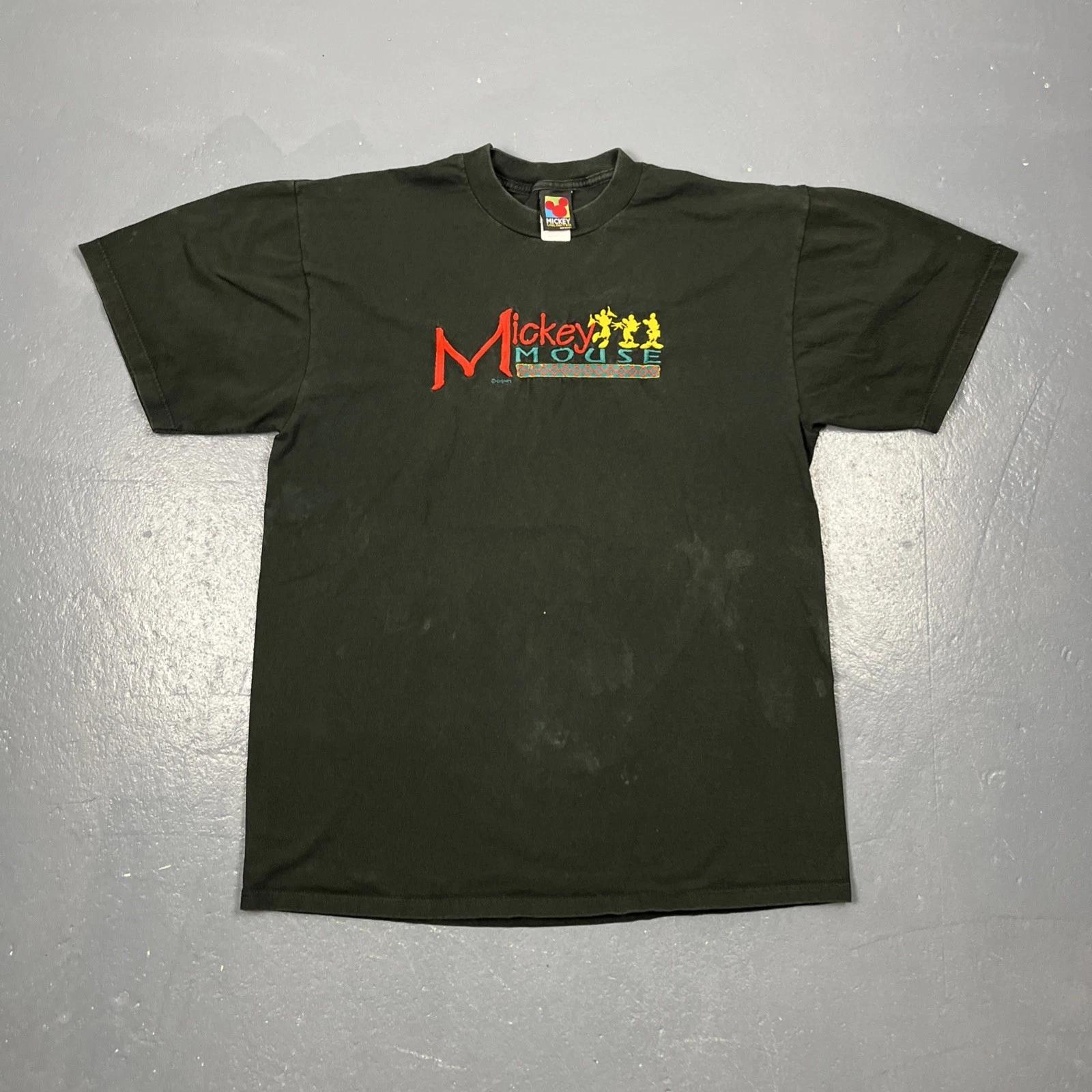 

Vintage Mickey Unlimited Embroidered Tshirt Black XL Mickey Mouse VTG USA Made S