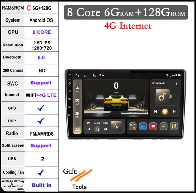 9 Inch For Kia Ceed ED 2006 2012 Android 14 Car Radio Video Multimedia QLED IPS Navigation GPS Stereo Screen Auto 4G+Wifi